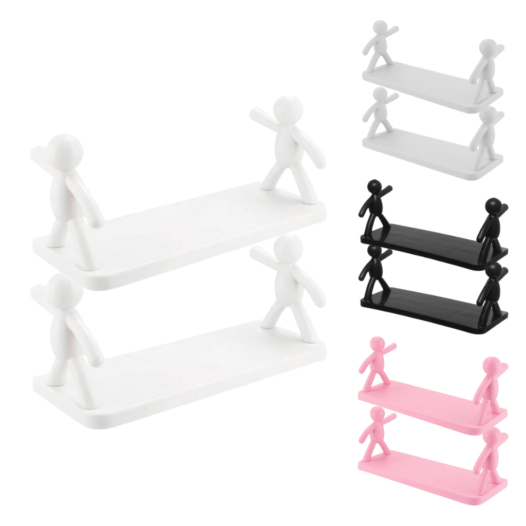 Kit 2 Prateleiras Autocolantes Boneco  Porta Shamp