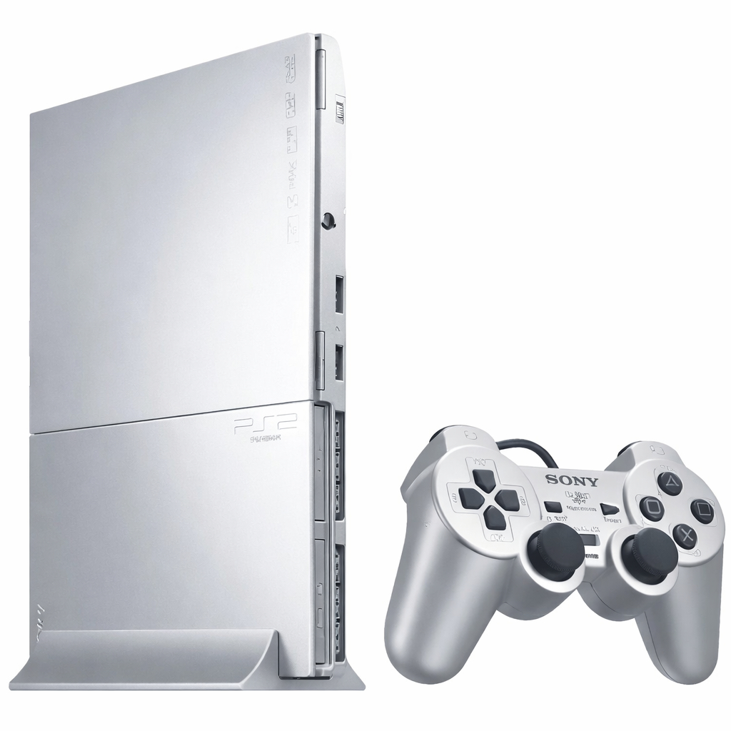Playstation 2 Slim Prata e Preto Desbloqueado com 