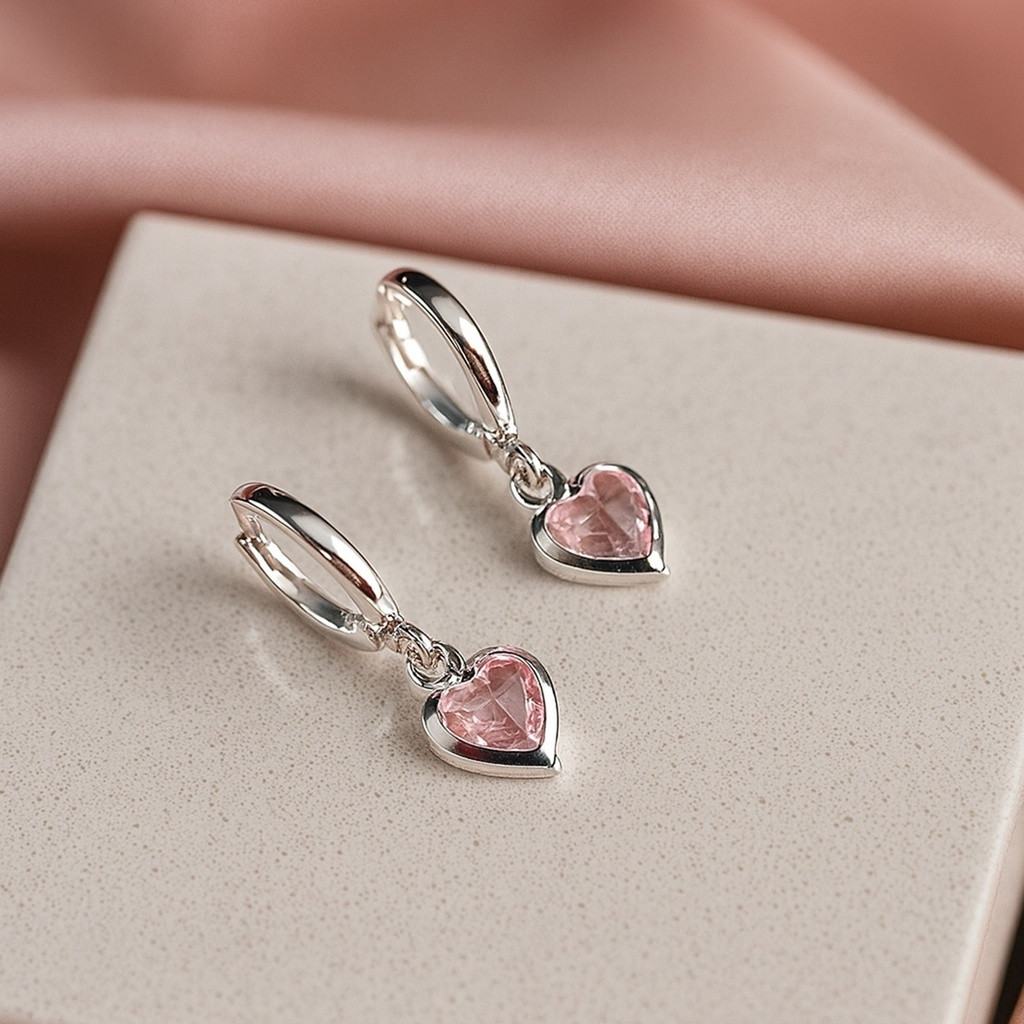 Brinco Infantil Argola Click Berloque Coração Pe