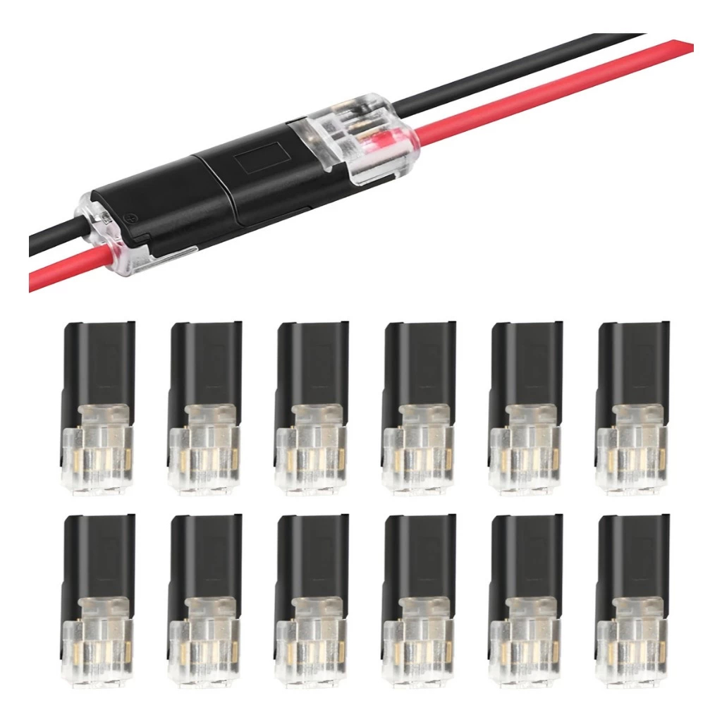 Conector Elétrico Plugue 2 Pinos Push-In com Trav
