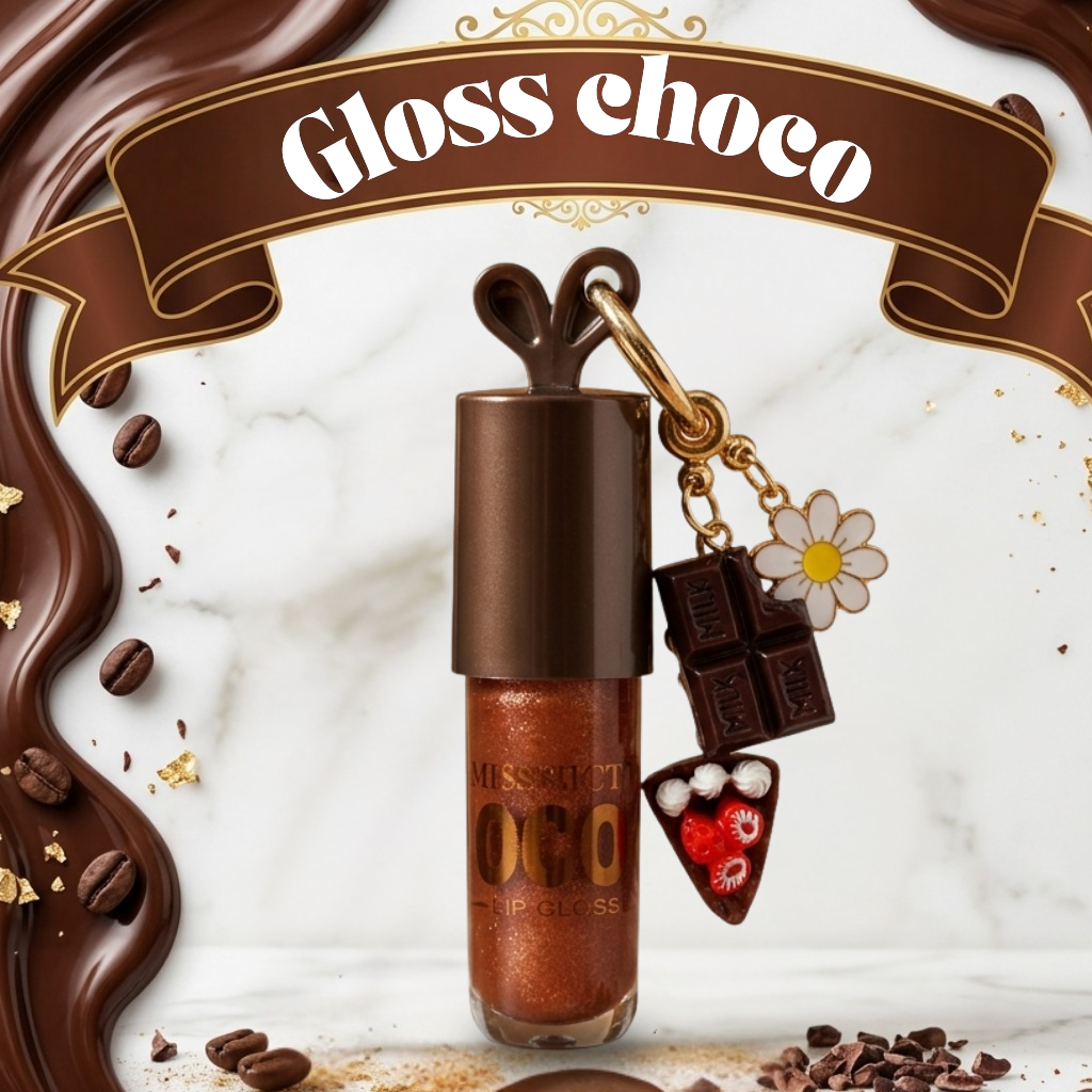 Lip Gloss Chocolate Com Chaveiro Choc Brilho Inten