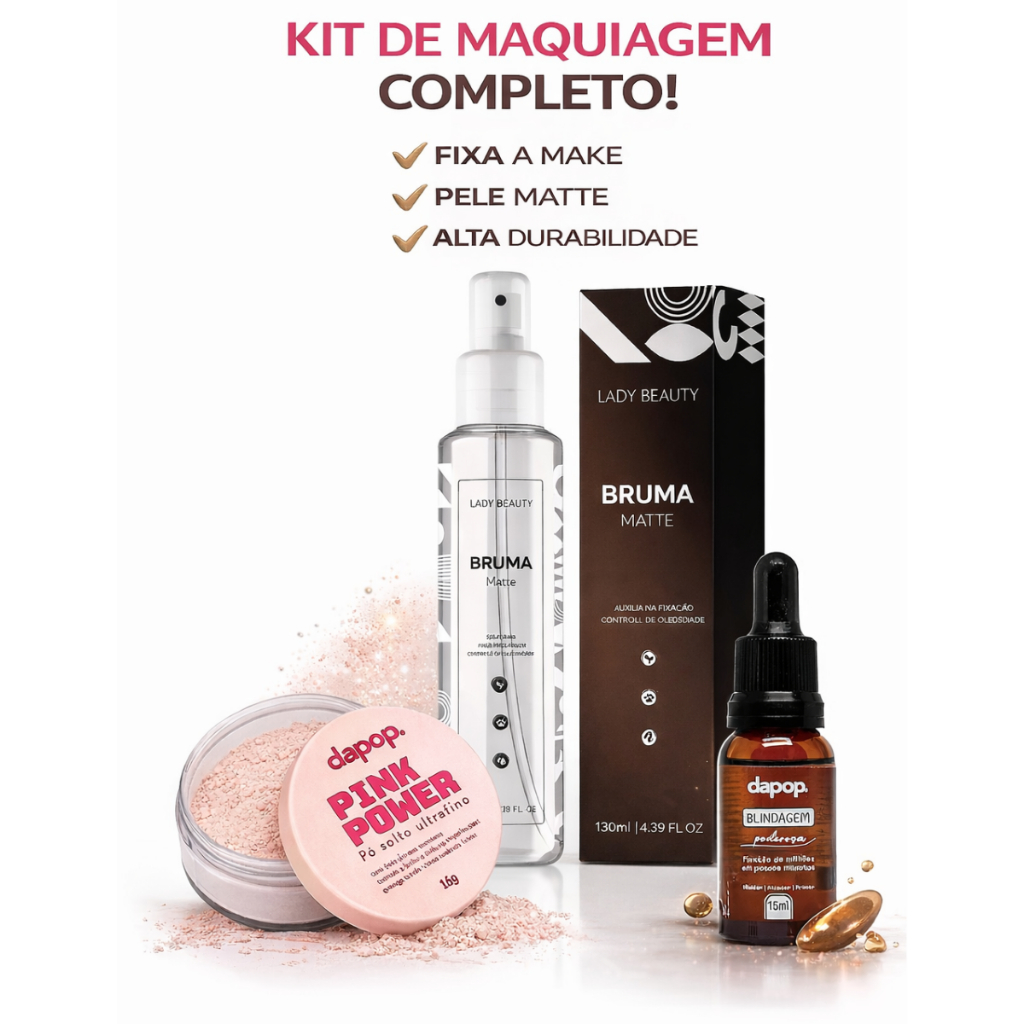 Kit maquiagem completo fixaçãode make blindagem 