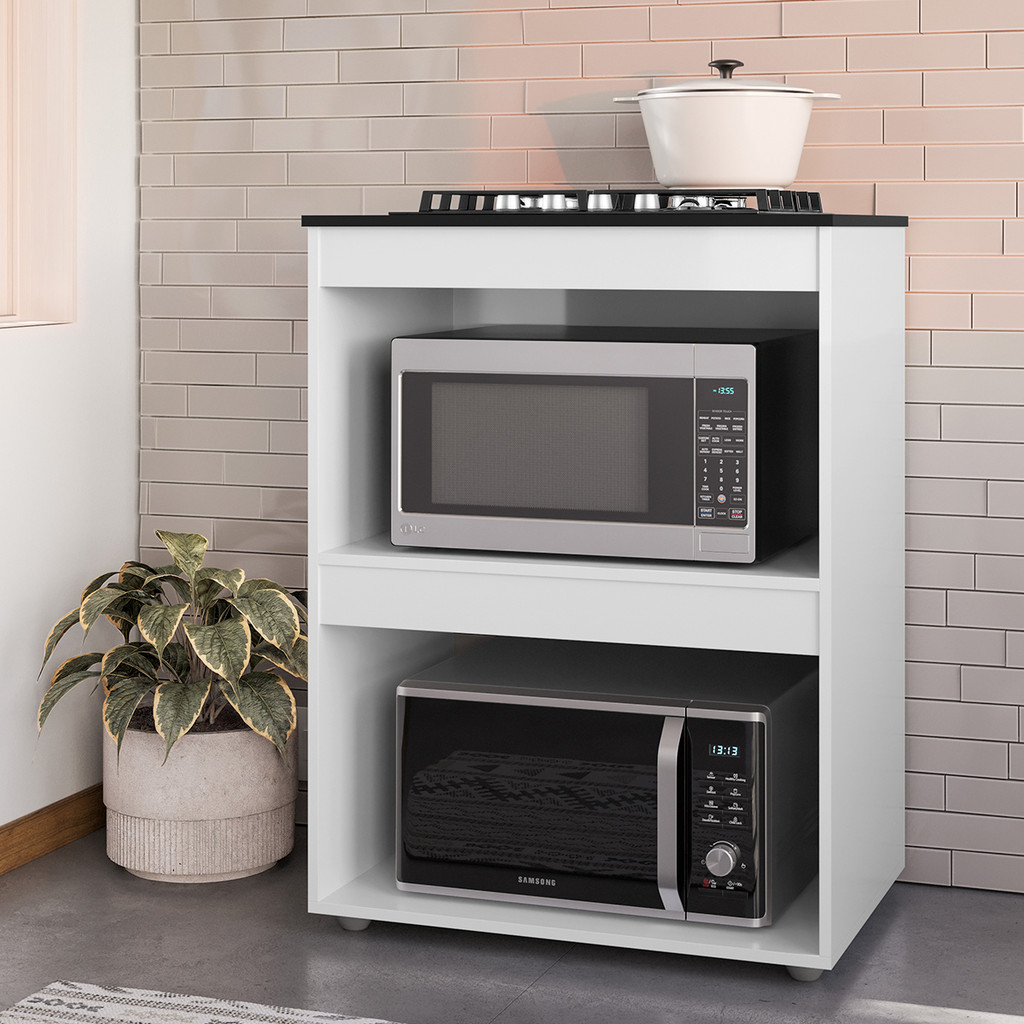 Balcão Gabinete Cooktop de Cozinha 2 Nichos em MD