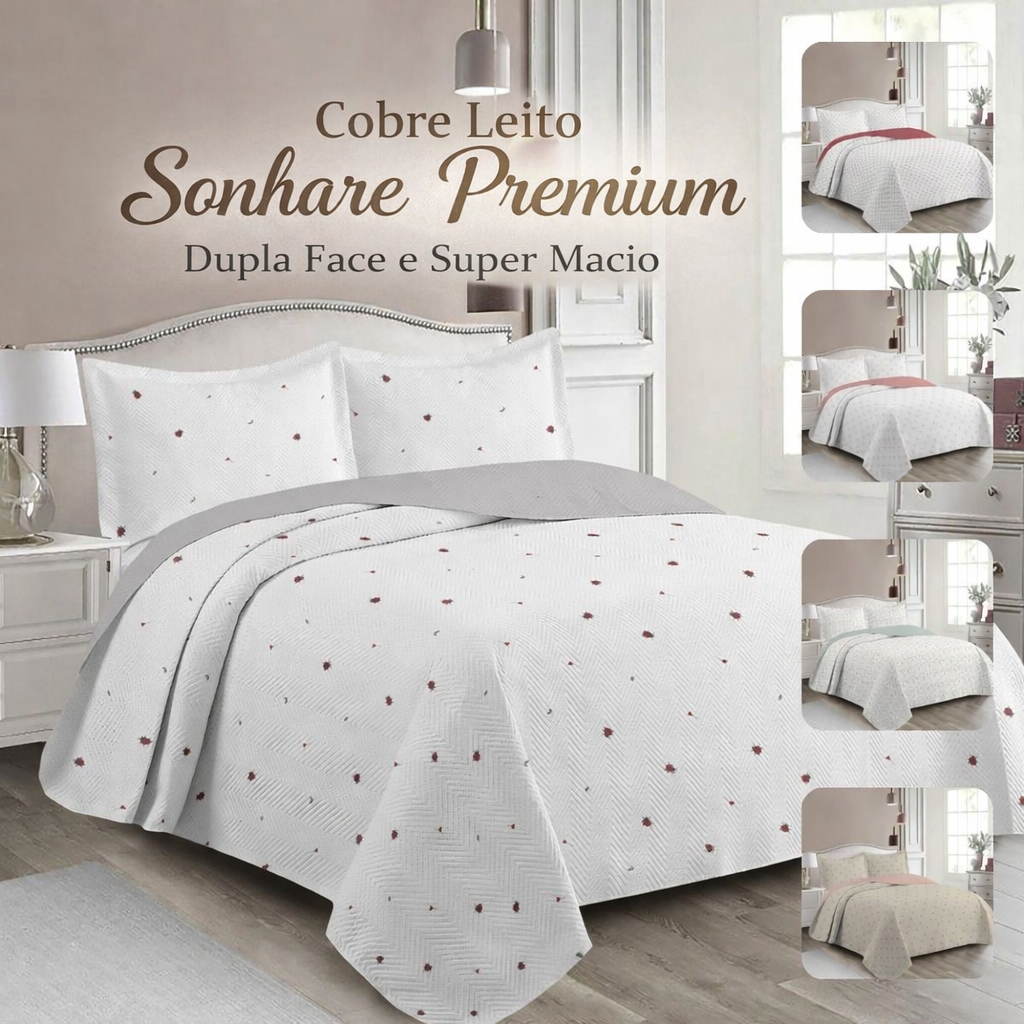 Cobre leito Casal kit 3 peças Colcha Dupla Face S