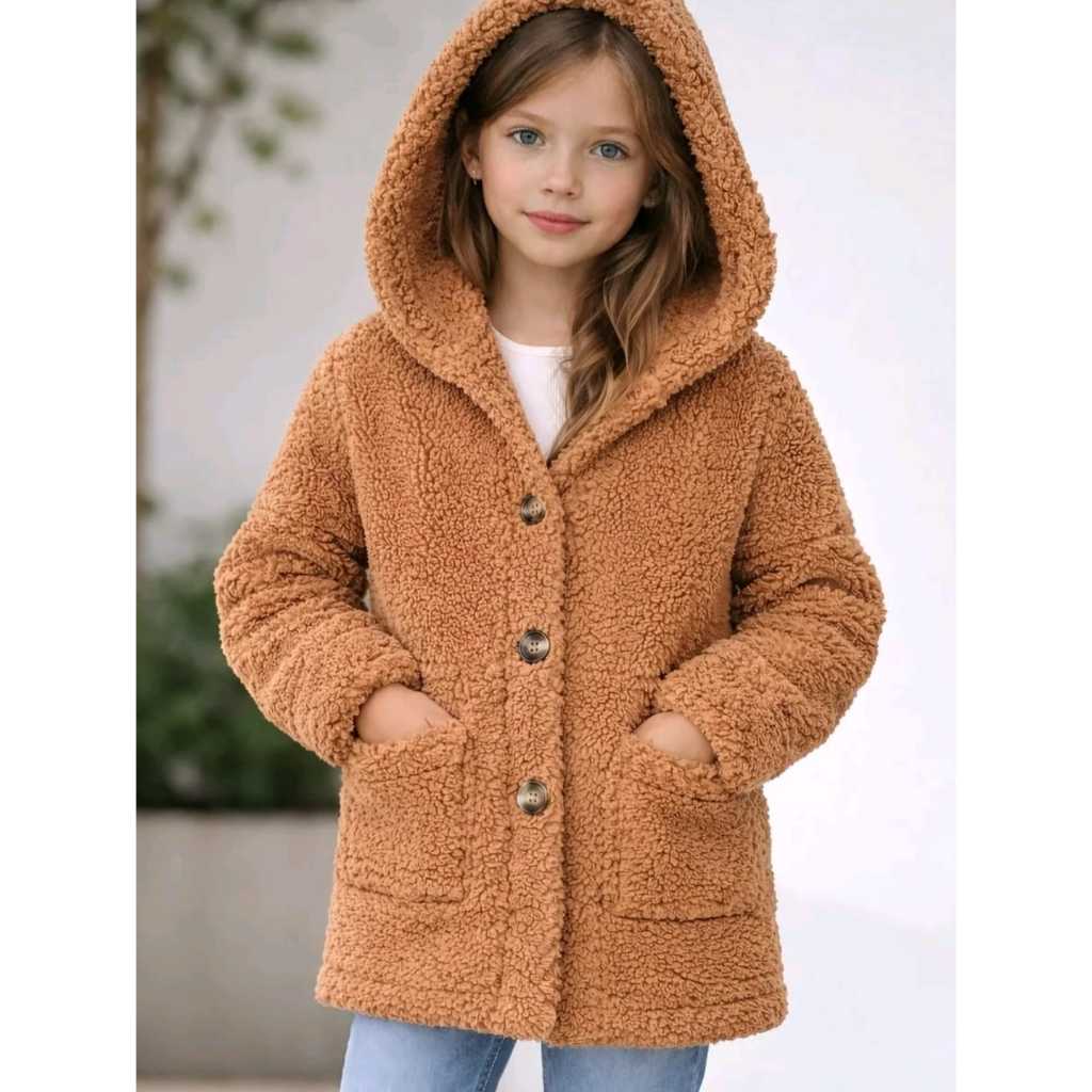 INVERNO 2026 Casacos Infantil Teddy com Capuz | Bl