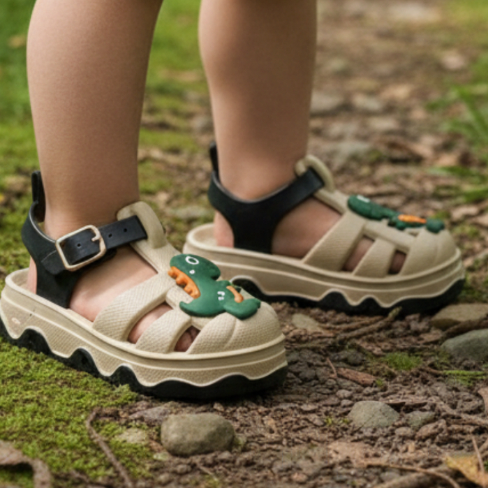 Sandália Dinossauro Infantil Bebê Babuche Bege F