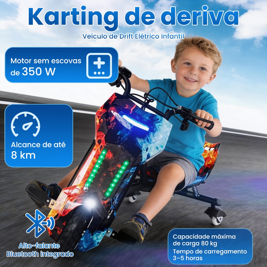 Triciclo Elétrico Drift Motorizado 350w Adulto/In