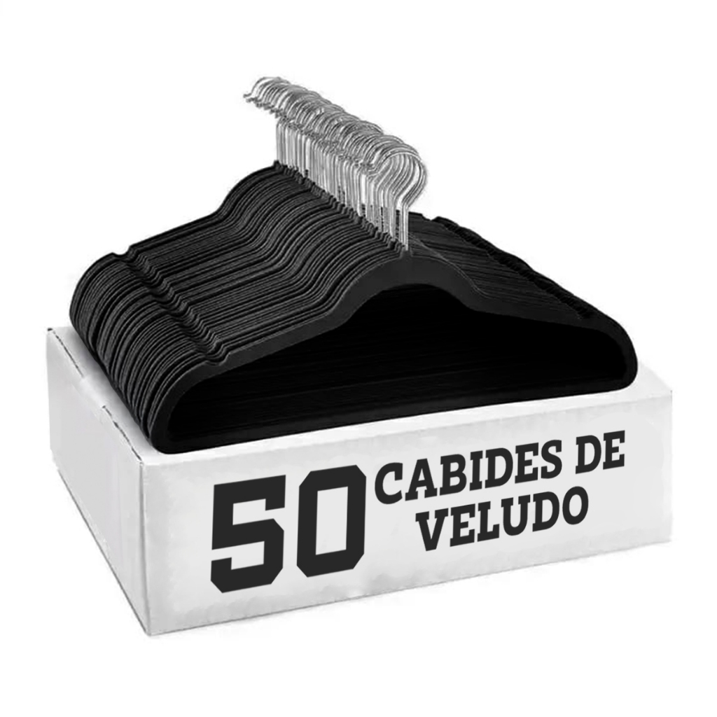 Kit 50 Cabides Veludo De Roupa Antideslizante Slim