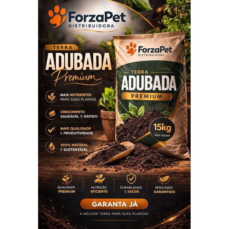 Terra Adubada Premium 15kg  Solo Fertilizado para 