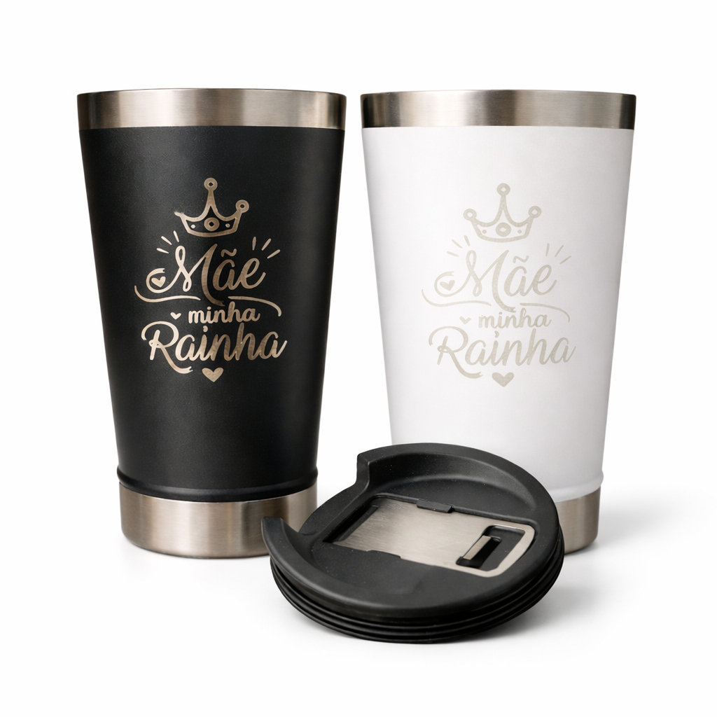 Copo Térmico Dia das Mães 500ml Mãe Minha Rainh