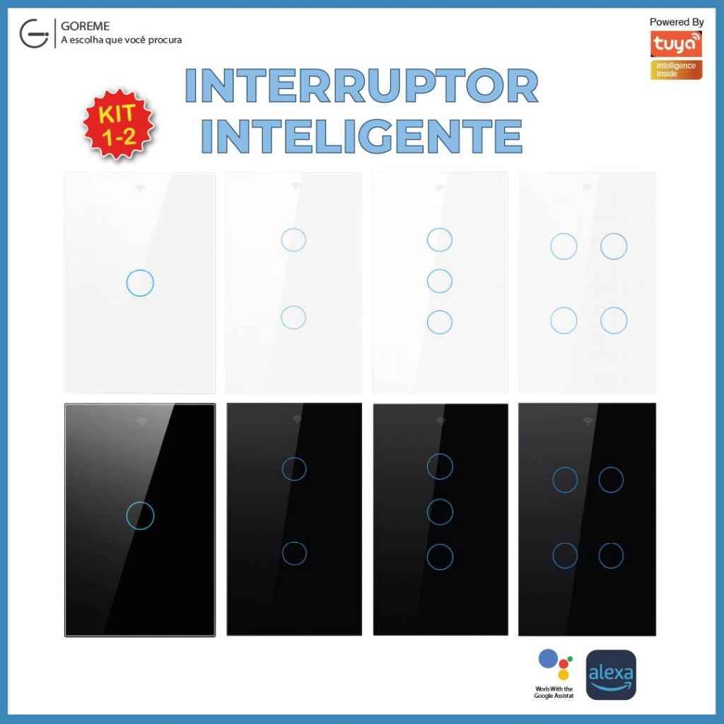 Interruptor Inteligente Toque Wifi 1 2 3 4 Botões