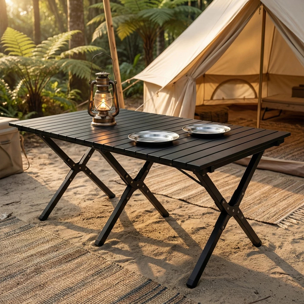 Mesa de camping dobrável 90/120 cm, mesa dobráve