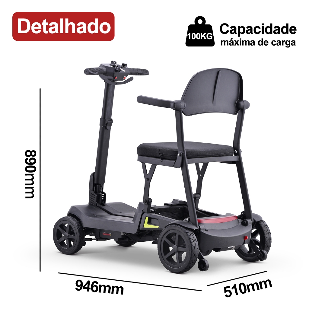 Scooter Dobrável Leve 16kg – Capacidade 100