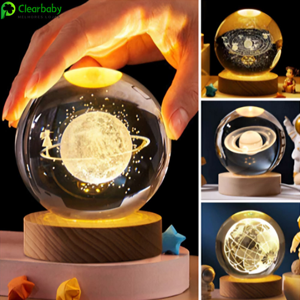 Luminária de Mesa LED em Cristal 3D  Padrões de 