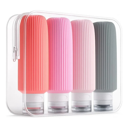 Kit 4 Frascos Potes Silicone Viagem Cosméticos  9