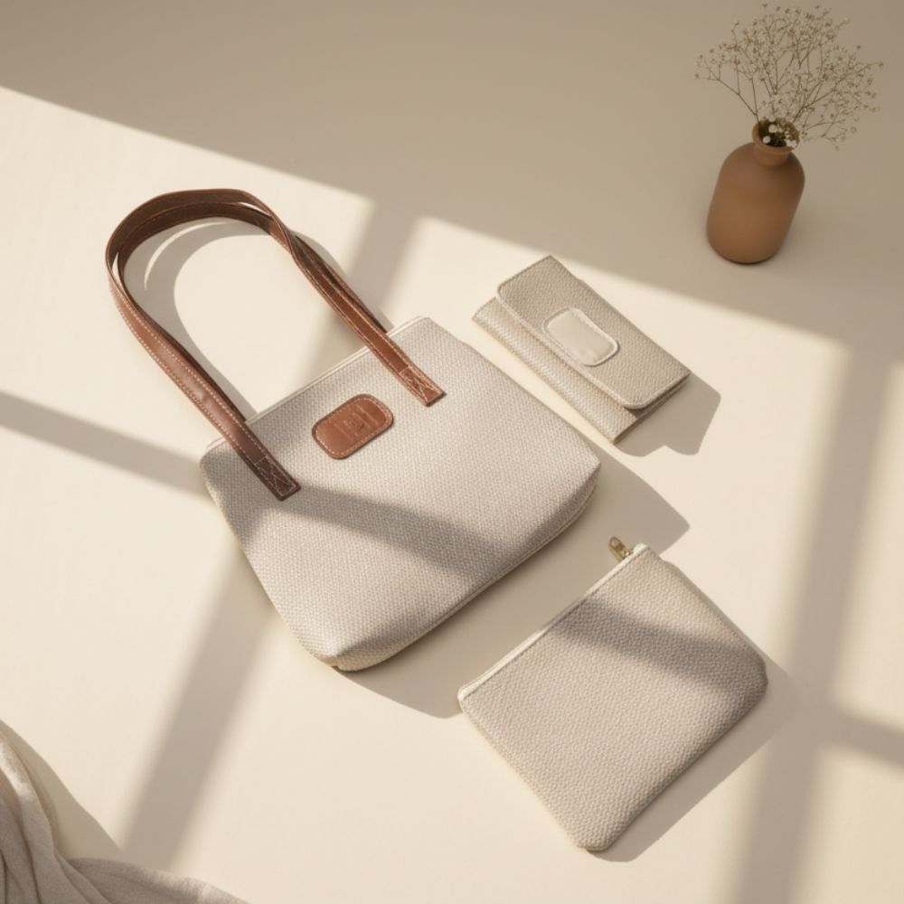 Bolsa Feminina Kit 3 Peças Mini Tote Lona + Carte
