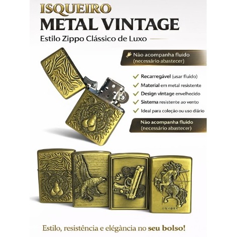 Isqueiro de Luxo Modelo Zippo Recarregável –