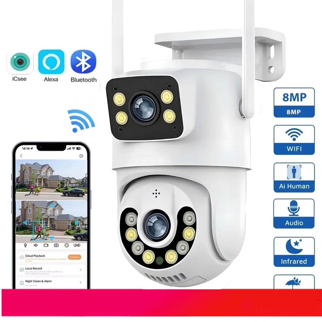 Câmera De Segurança Lente Dupla ICSEE IP66 Wi-Fi
