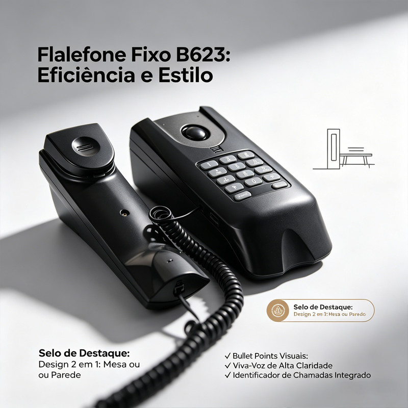 Telefone Fixo Com Fio E Viva-Voz Identificador De 