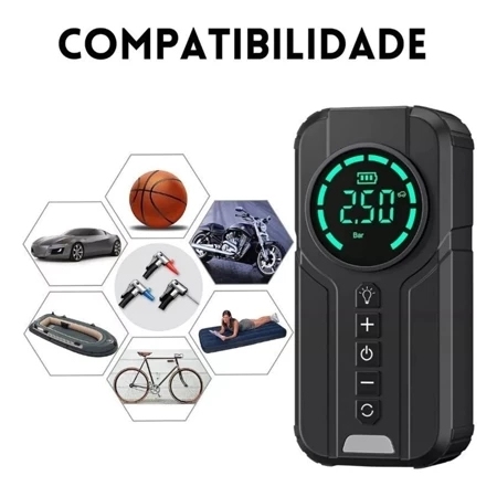 Compressor e Bomba de Ar Inteligente Portátil com