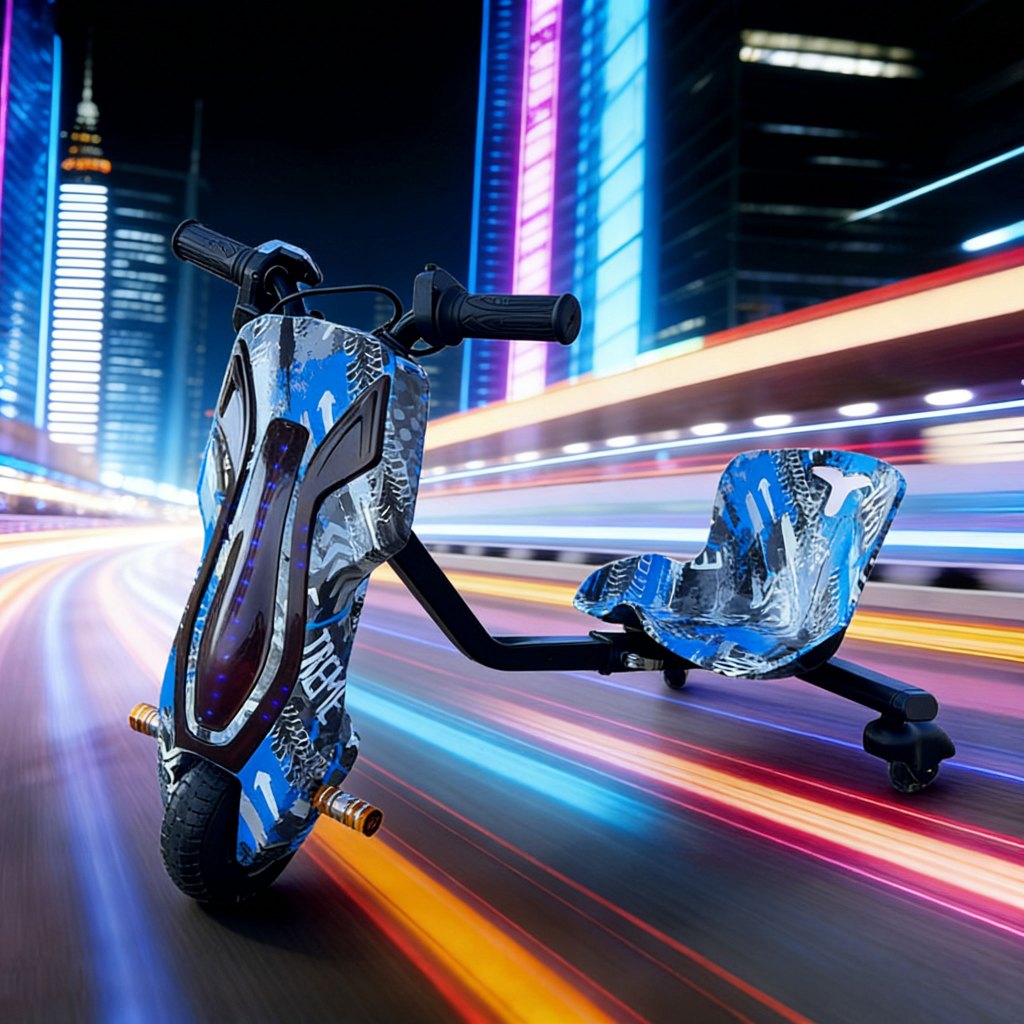 Trike Drift Elétrico Infantil com Luzes LED ̵