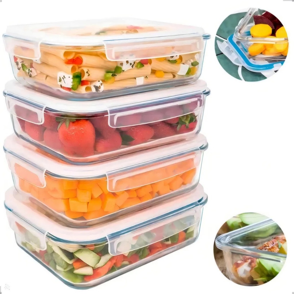 Pote de Vidro 640ml Hermético Marmita Fitness com