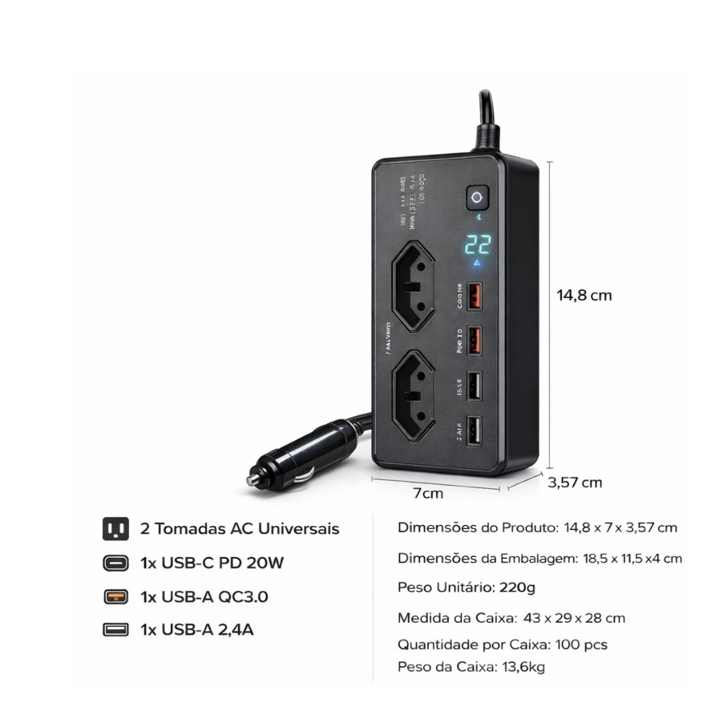 Inversor 350w Conversor Entrada 12v Saida 110v 50h