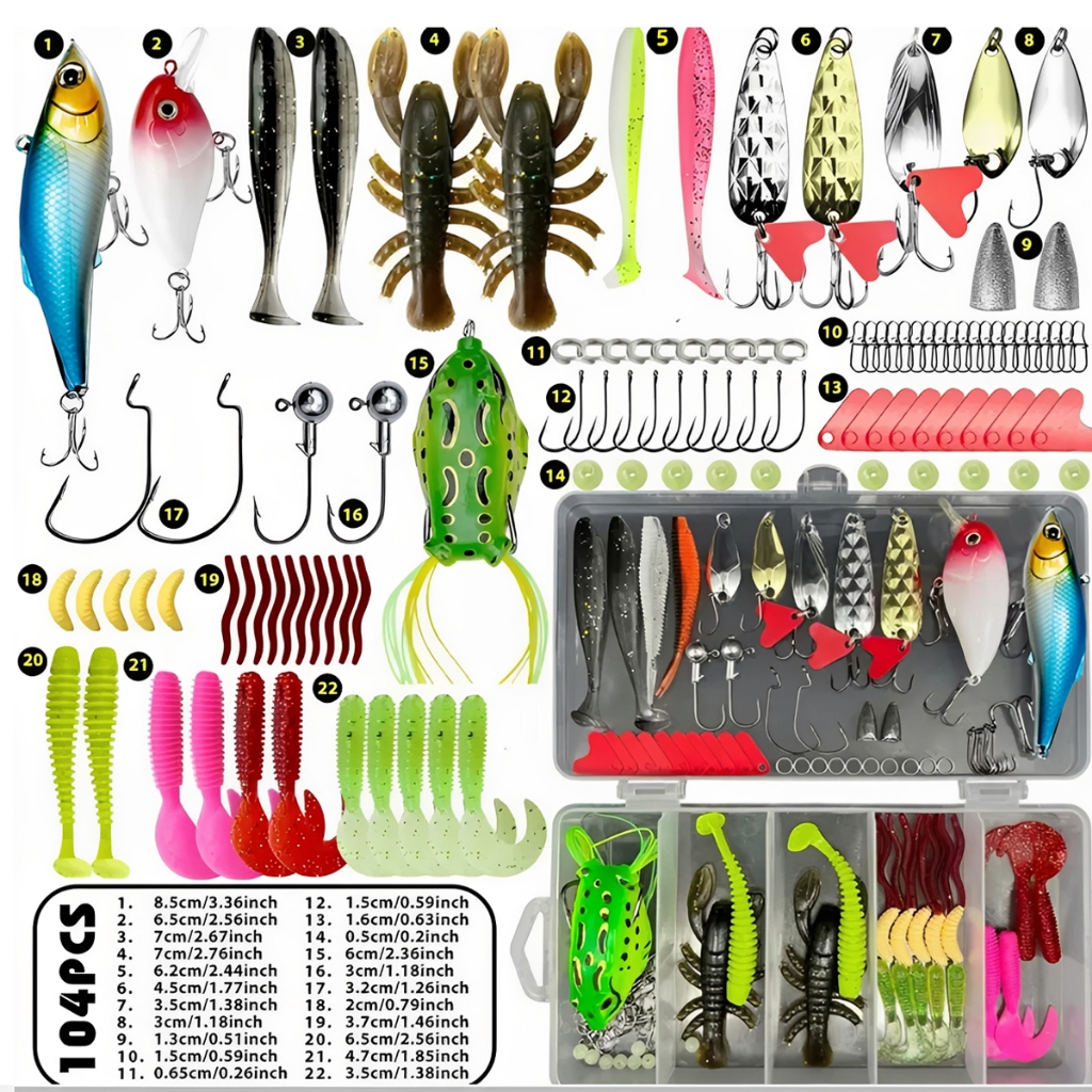 Kit Isca Artificial Pesca 107 Unidades Isca Dura M