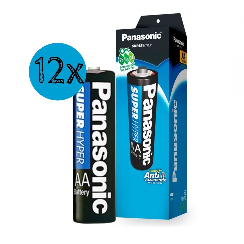 12 Pilhas AA Panasonic Pronta Entrega + NF Envio R