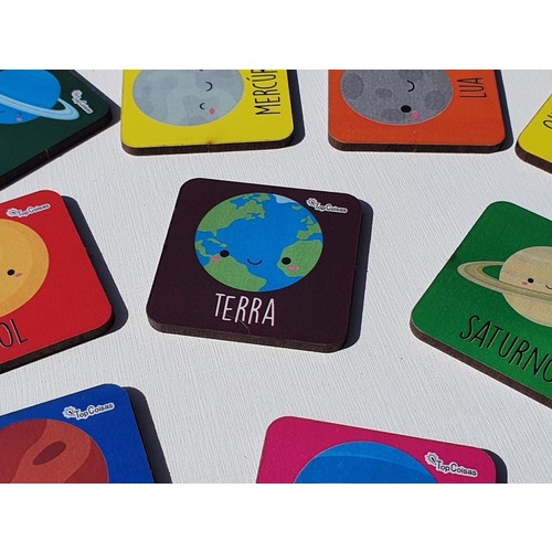 Jogo Da Memória Planetas Sistema Solar Em Madeira