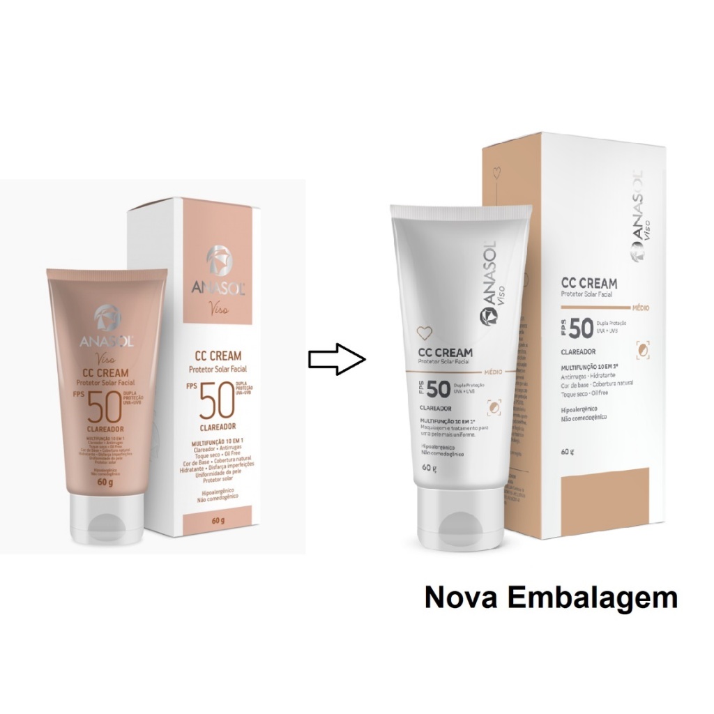Anasol Viso CC Cream Clareador Facial Médio 60 g 