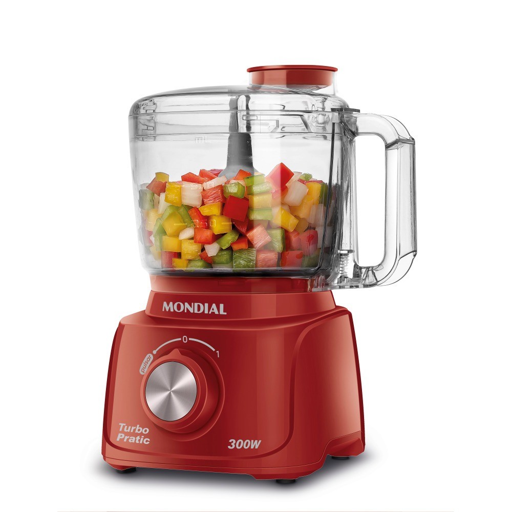 Mini Processador de alimentos 300 watts vermelho T