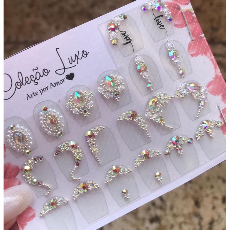 10 Pares  Joias de Unhas Luxo, adesivos de unha, d