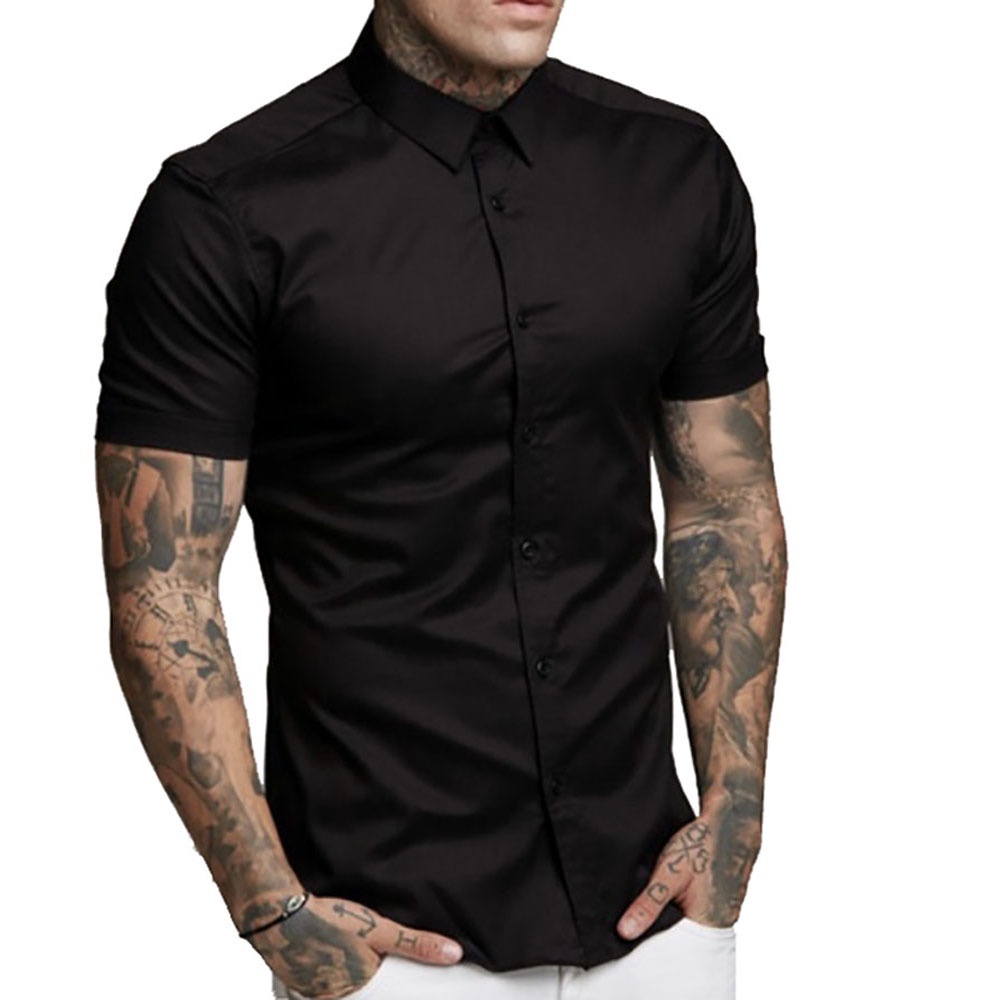 Camisa Social Slim Fit Premium Manga Curta Luxo Mo