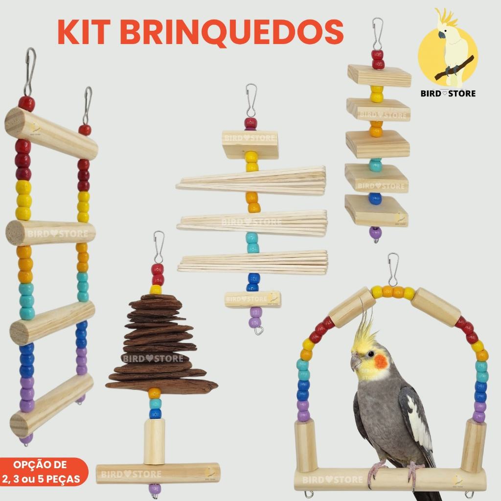 Kit Diversão Brinquedos Calopsita Agapornis Periq