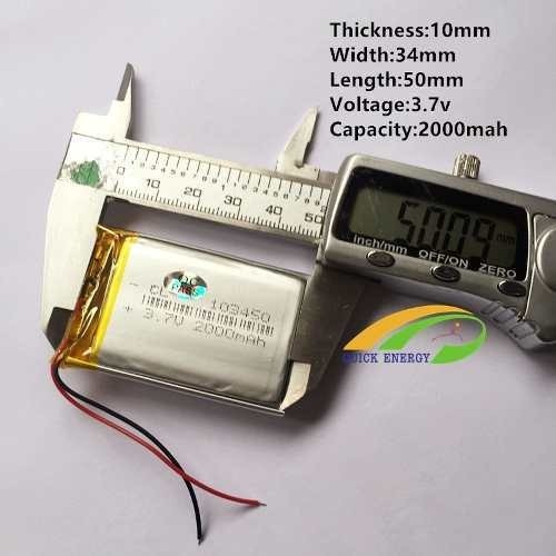 Bateria 3,7v 2000 Mah 10mm X 34mm X 50mm 103450 2 