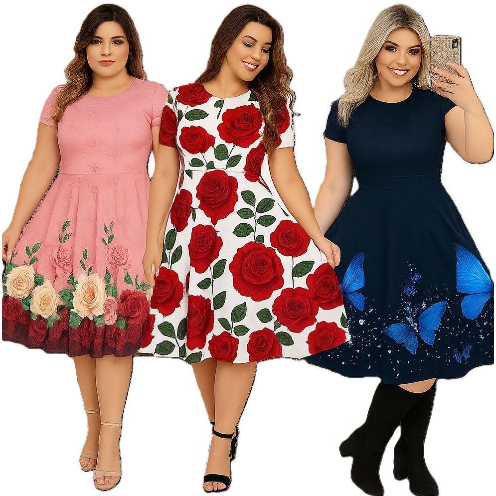 Vestido Plus Size Moda Evangélica Social Estampad