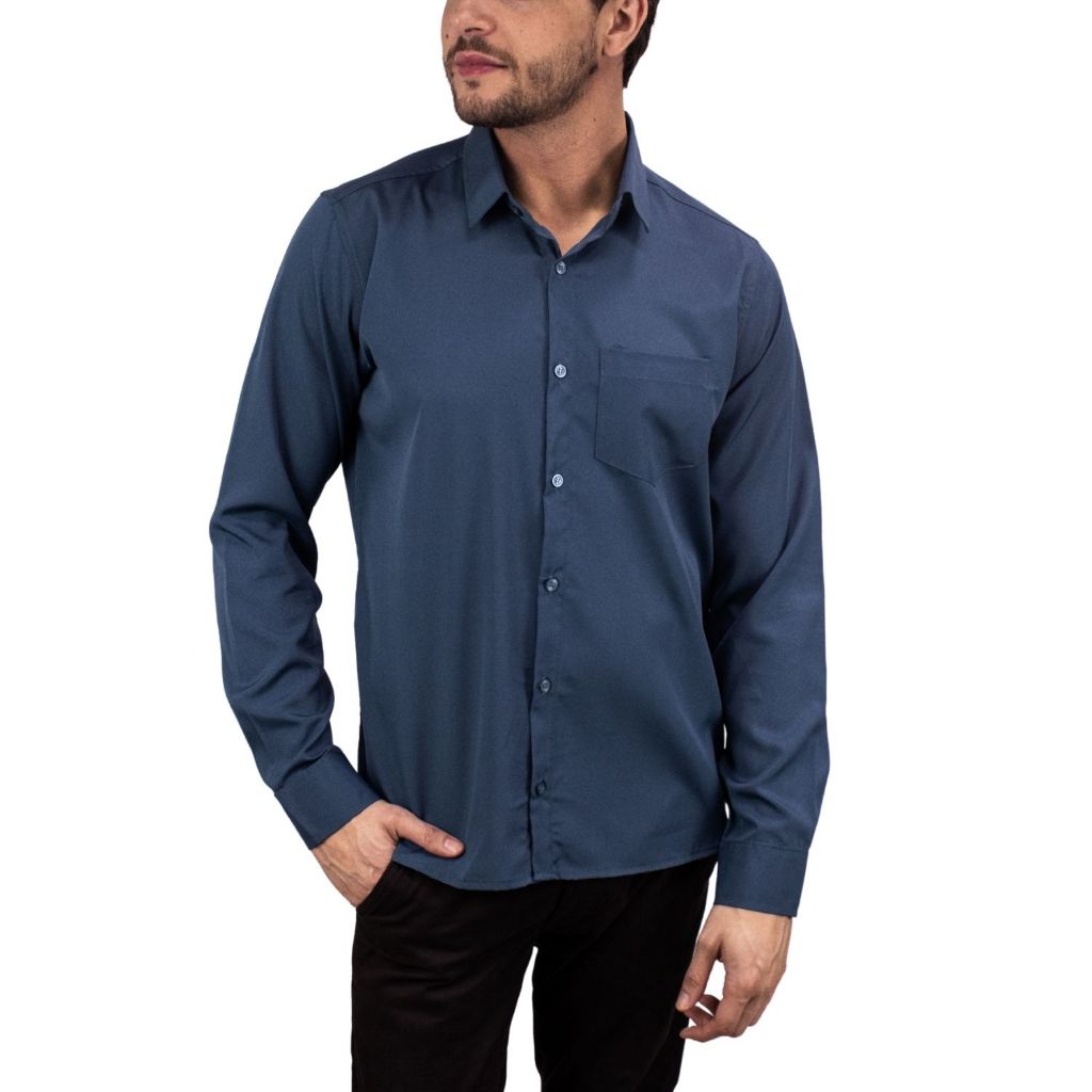 Camisa Social Masculina Manga Longa Forma Tradicio