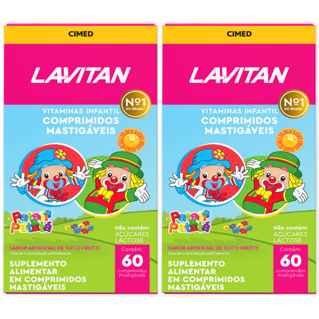 KIT 2x Lavitan Kids com 60 cps Mastigáveis Tutti-