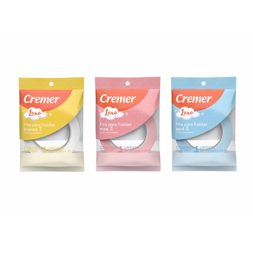 Fita Para Fralda 20 Metros Crepe Cremer Luxo Branc