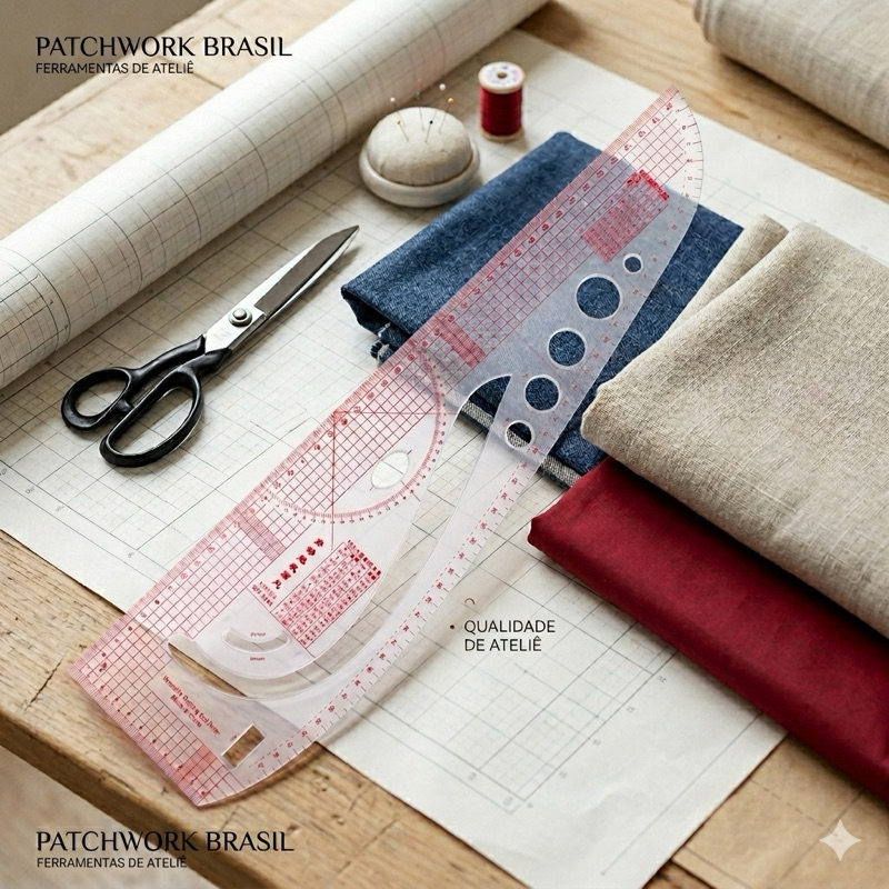 Régua Para Modelagem 3 Em 1 Flexível Patchwork ,