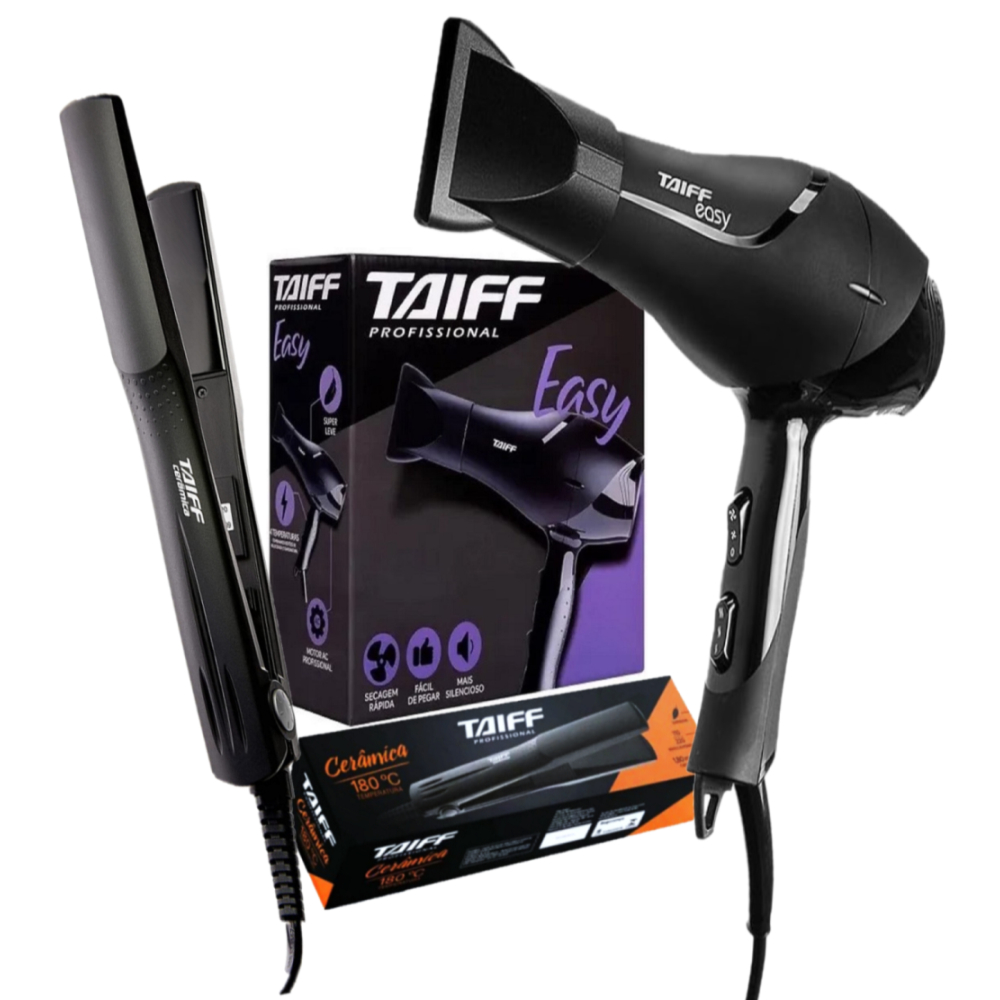 Kit Taiff Secador Easy 1700W e Prancha Taiff Cerâ