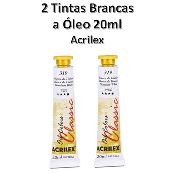 Kit 2 Tintas Óleo Branco Titânio 20ml Acrilex PI
