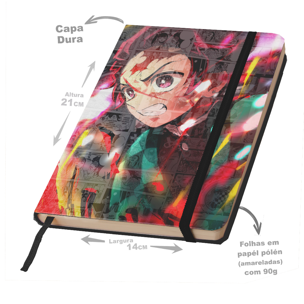 Caderno SKETCHBOOK ou anotações DEMON SLAYER 21x