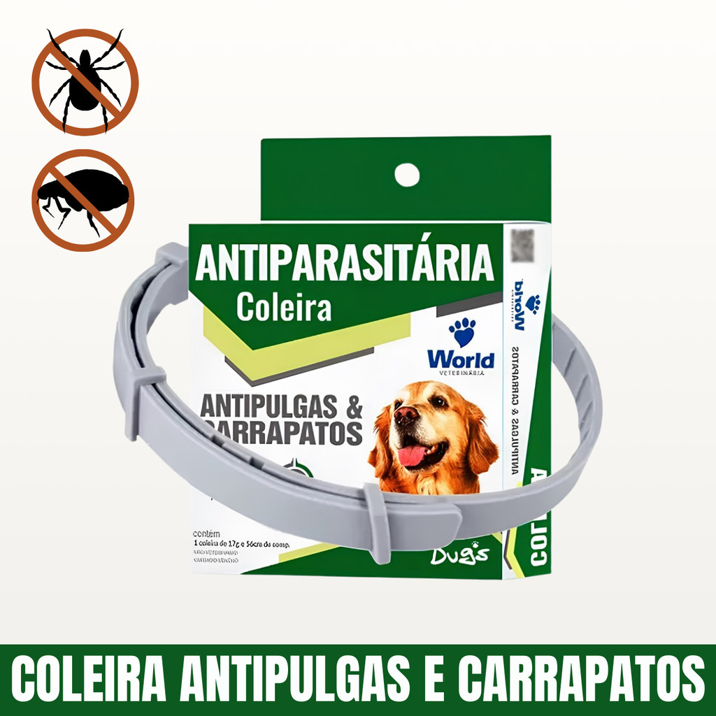 Coleiras Antipulgas e Carrapatos Antiparasitária 