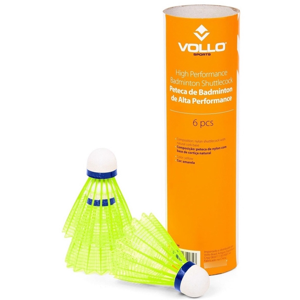 Kit 6 Peteca De Badminton Nylon E Cortiça Tubo Al