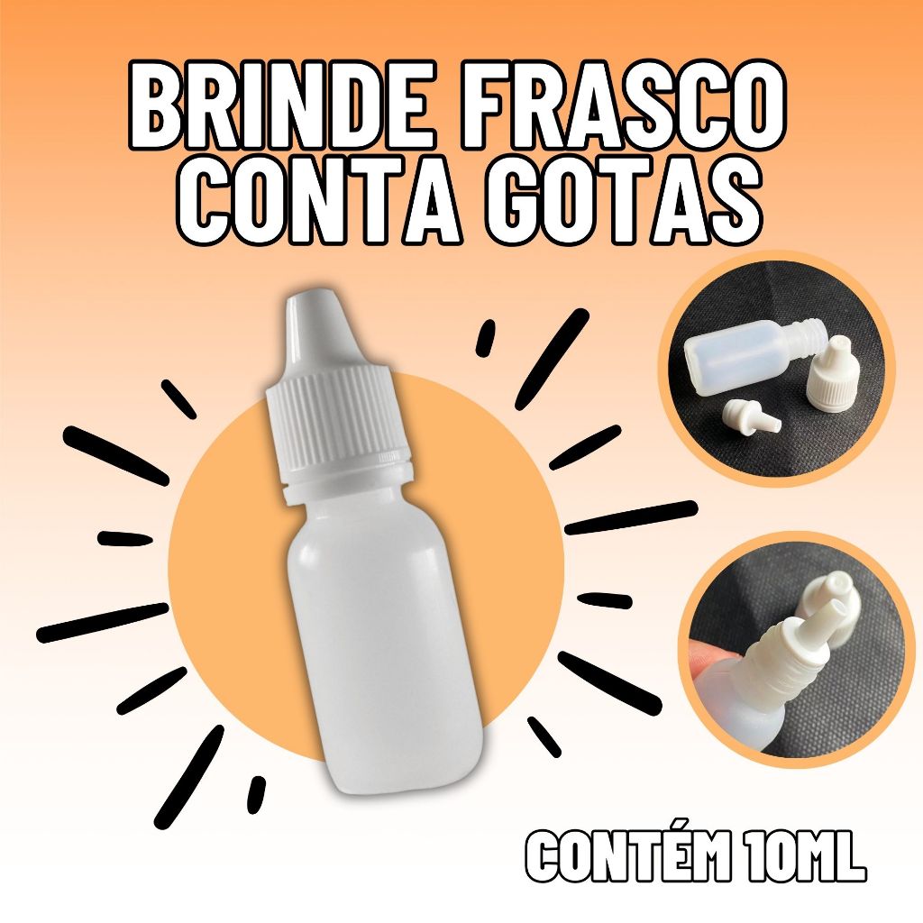 Frasco Plástico De 10ml Conta Gotas Tampa Lacre