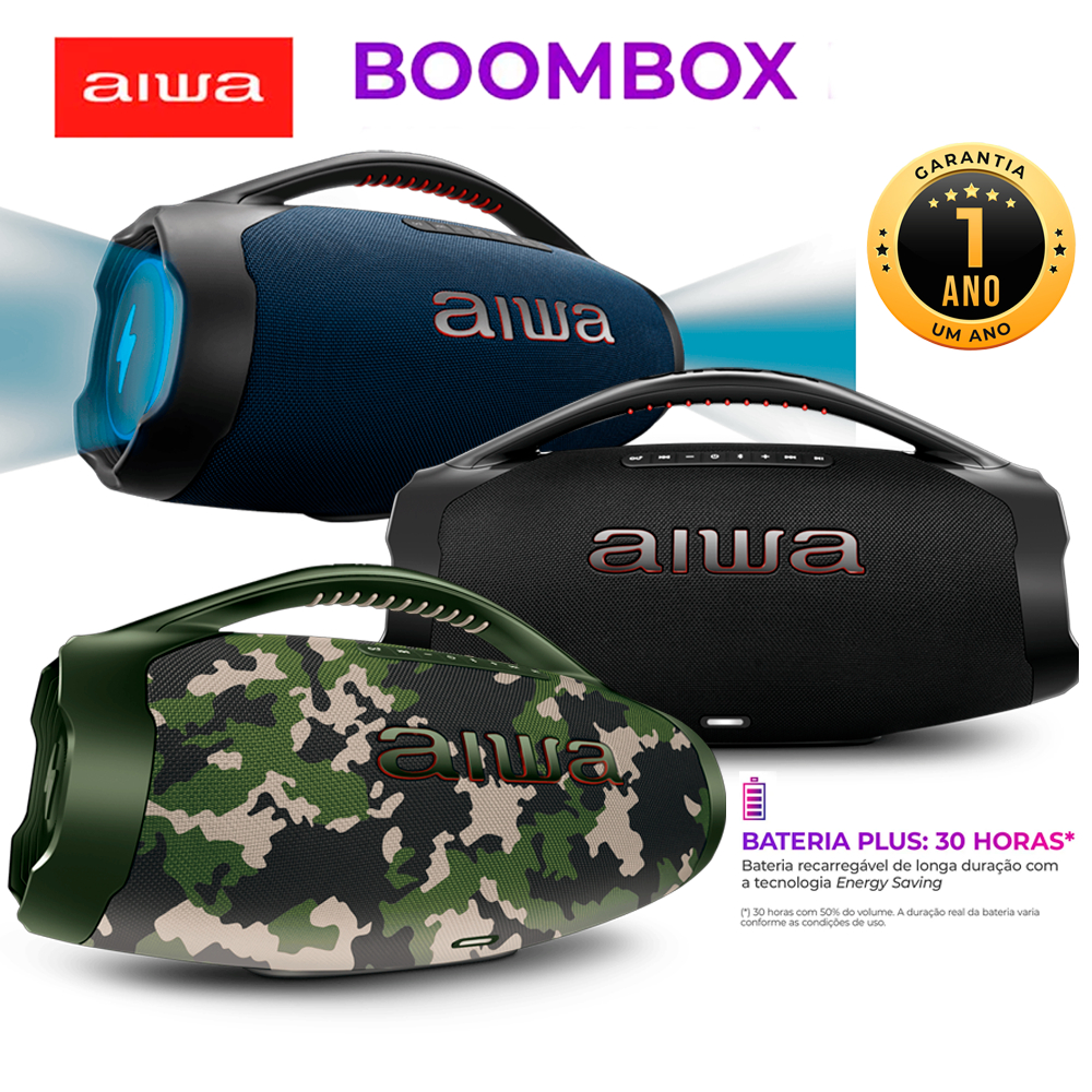 Caixa de Som Boombox Plus AIWA Bluetooth IP66 Pret