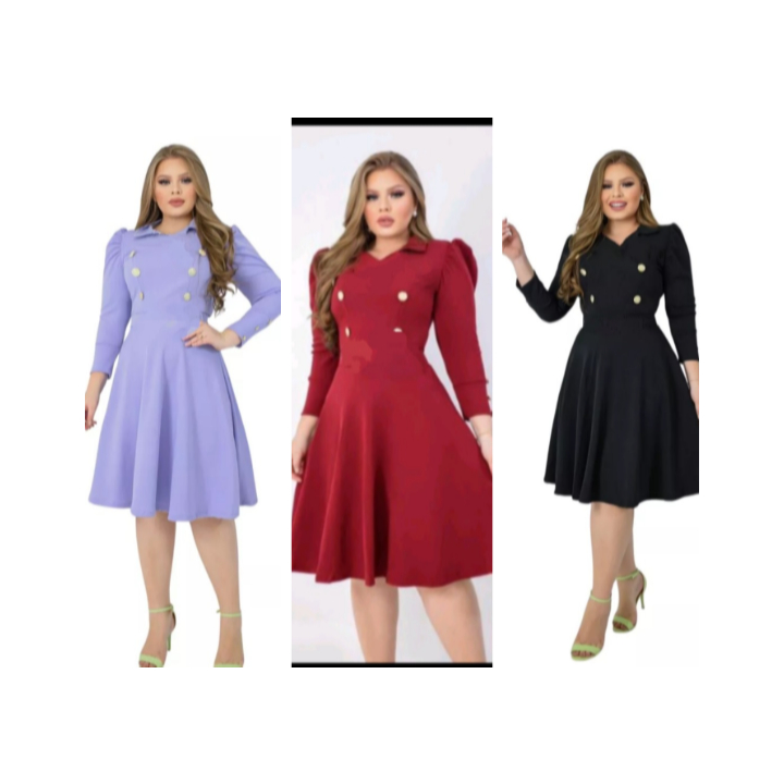 VESTIDO MIDI PLUS SIZE SOCIAL PREMIUN RODADO MANGA