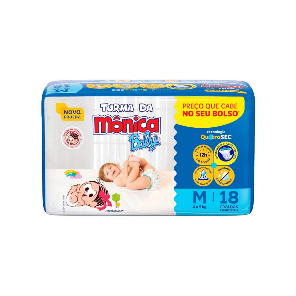 Fralda Turma da Mônica Baby – P/M/G/XG/XXG 